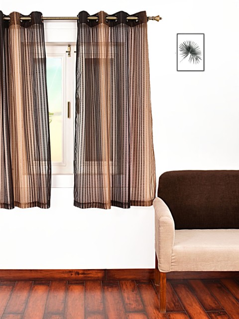 

Ariana Brown & Black Single Sheer Window Curtain