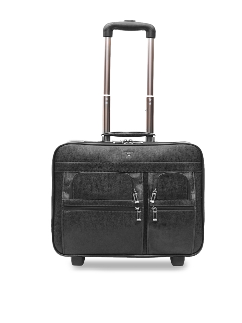 

Da Milano Unisex Black Printed Leather Cabin Trolley Bag, Burgundy