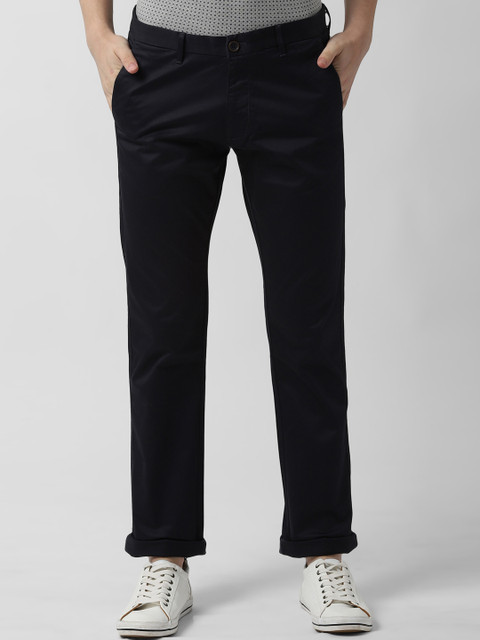 

Peter England Casuals Men Navy Blue Slim Fit Solid Regular Trousers