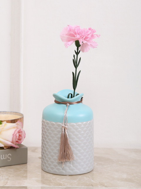 

Aapno Rajasthan Blue & Grey Ceramic Flower Vase