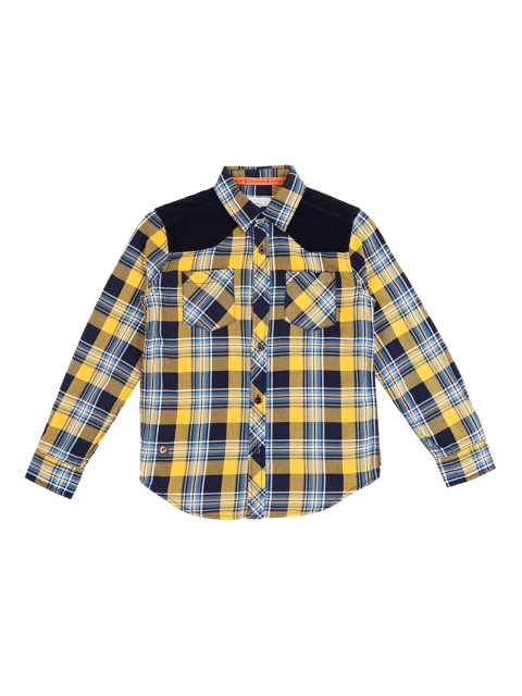 

Pantaloons Junior Boys Yellow & Grey Regular Fit Checked Casual Shirt