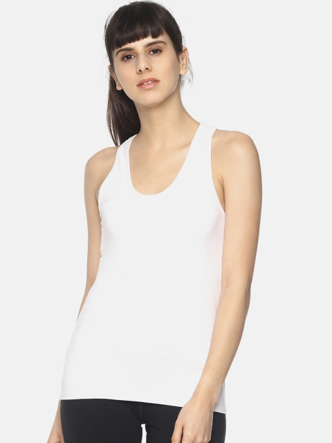

Soul Space Women White Solid Tank Pure Cotton Top