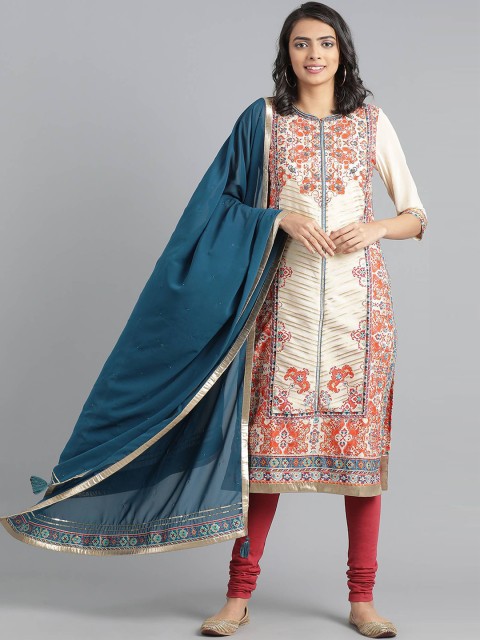 

WISHFUL Women Blue Solid Georgette Dupatta