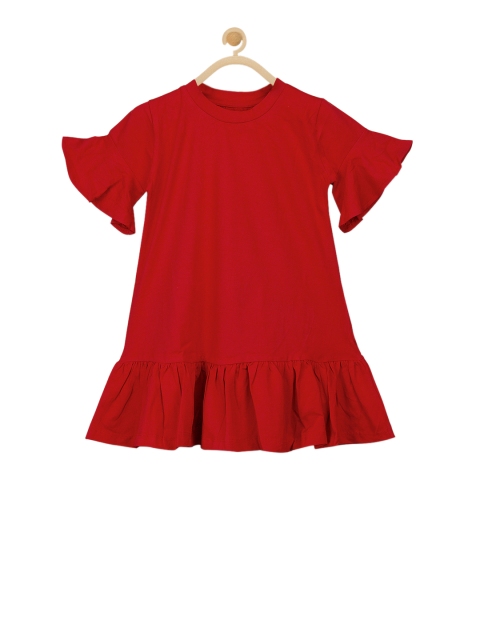

Olele Girls Red Solid A-Line Dress