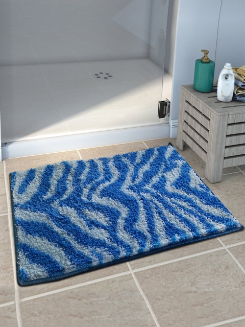 

Athom Trendz Set of 3 Blue Patterned Anti Slip Bath Rugs
