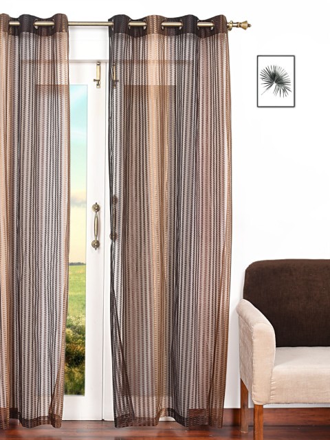 

Ariana Brown & Black Single Sheer Door Curtain