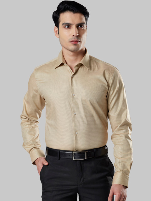 

Raymond Men Tan Regular Fit Self Design Formal Shirt