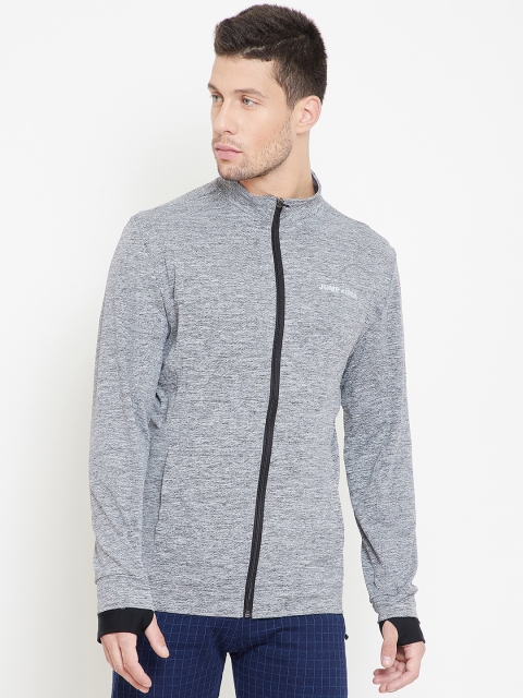 

JUMP USA Men Grey Melange Solid Lightweight e-Dry Technology Running Jacket