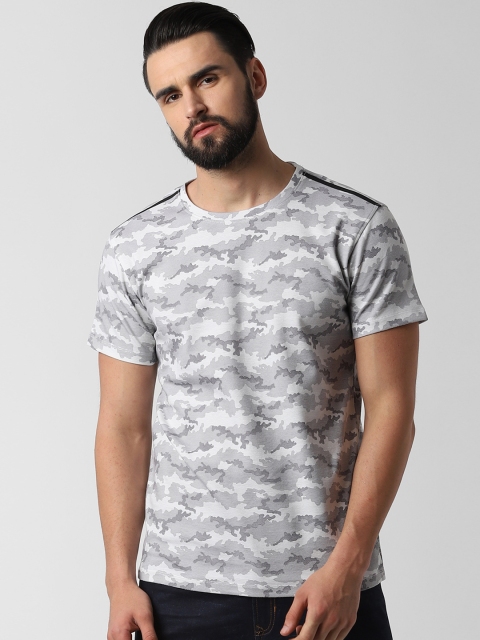

Peter England Men Grey Printed Round Neck T-shirt
