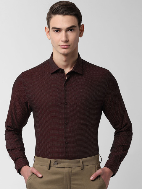 

Peter England Men Maroon Slim Fit Self Design Formal Shirt