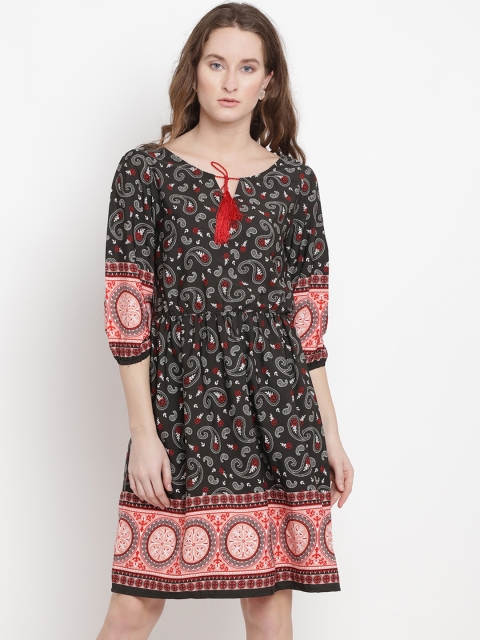 

Abiti Bella Women Black Printed Fit and Flare Dress
