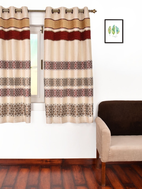 

Ariana Maroon & Beige Single Room Darkening Window Curtain