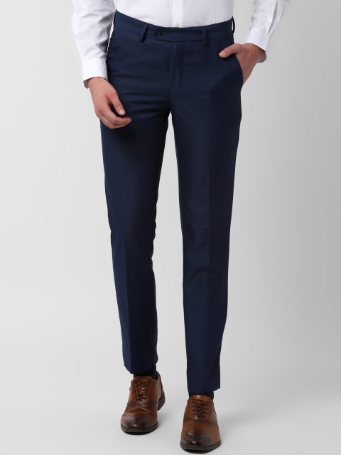 

Peter England Men Navy Blue Slim Fit Solid Formal Trousers