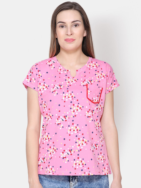 

Yaadleen Women Pink Printed Round Neck T-shirt