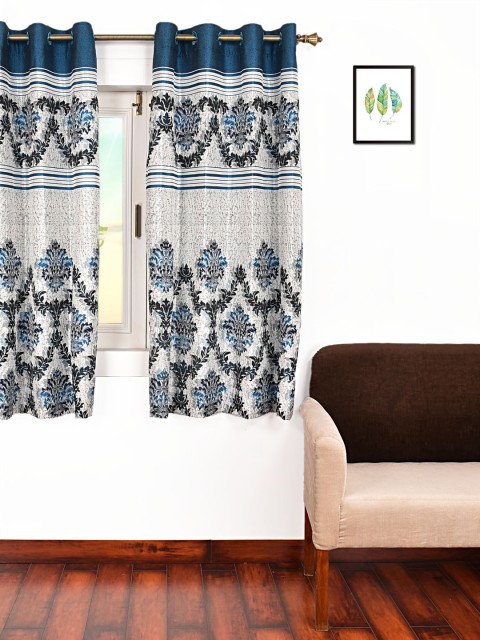 

Ariana Blue & White Single Room Darkening Window Curtain