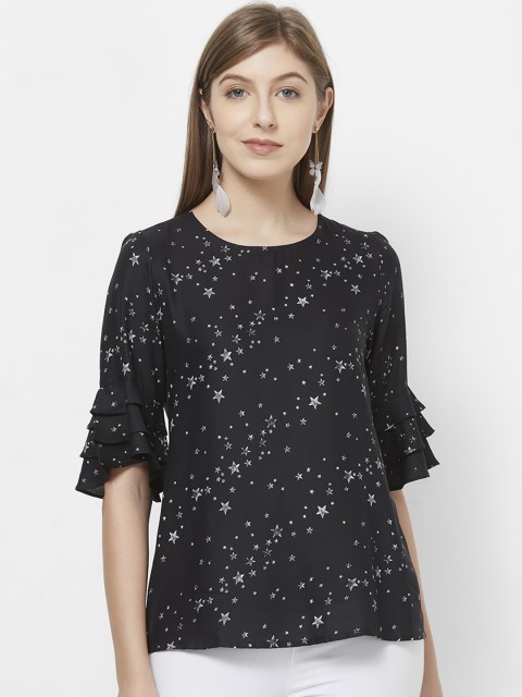 

109F Women Black Printed Top