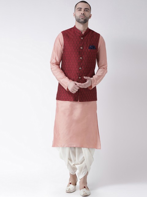 

KISAH Men Maroon & Peach-Coloured Kurta Set with Nehru Jacket
