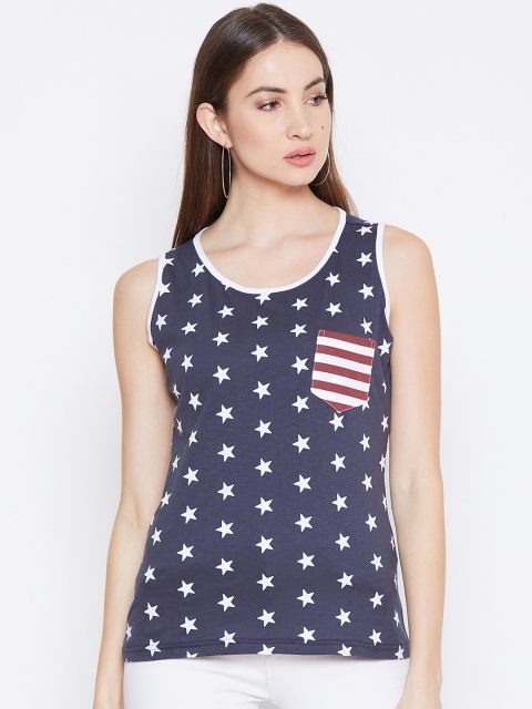 

JUMP USA Women Navy Blue Printed Round Neck T-shirt
