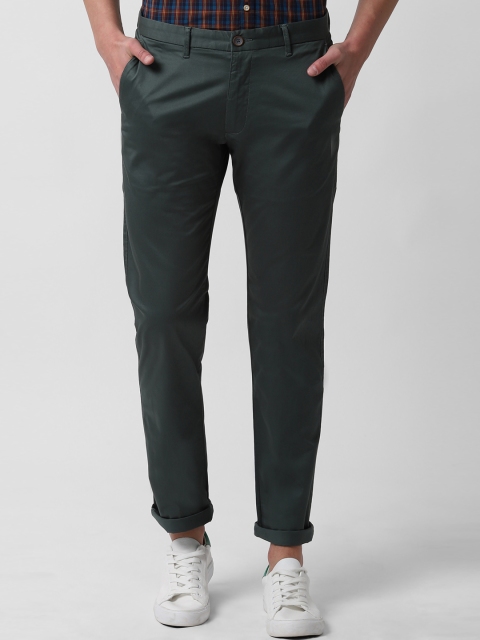 

Peter England Casuals Men Green Slim Fit Solid Regular Trousers