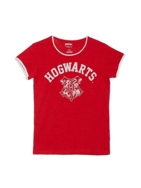 

Kids Ville Girls Blue Harry Potter Printed Round Neck Half Sleeve T-shirt, Red
