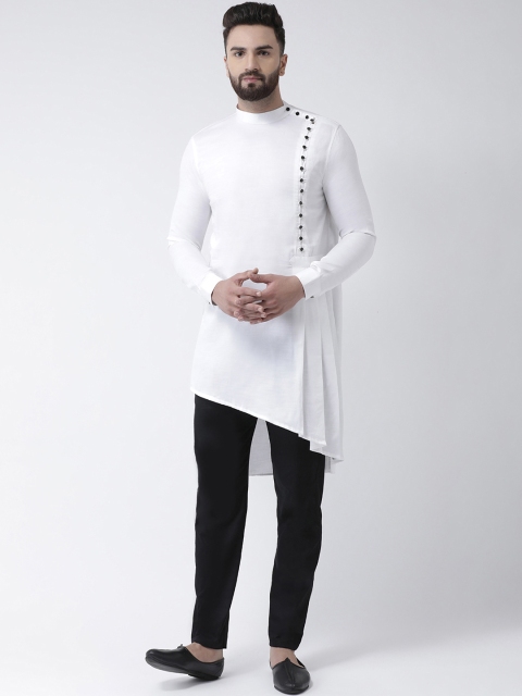 

I Know Men White Solid Straight Asymmetric Kurta