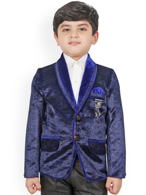 

SG Yuvraj Boys Blue & Black Printed Single-Breasted Blazer