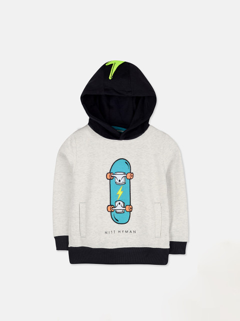 

Cherry Crumble Boys Grey & Black Printed Thunderbolt Pullover Sweatshirt