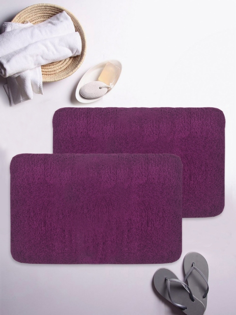Bianca Set of 2 Purple Solid Anti-Slip Bath Rugs