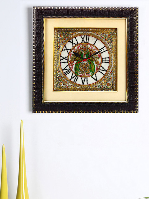 

Aapno Rajasthan Beige & Brown Parrot Motif Marble Wall Clock