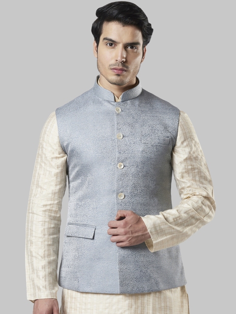 

Ethnix by Raymond Men Blue Woven Design Nehru Jacket