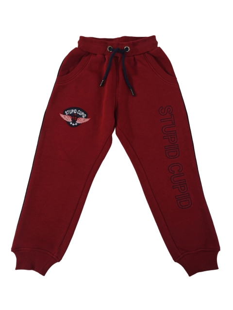 

Stupid Cupid Boys Straight-Fit Maroon Solid Joggers