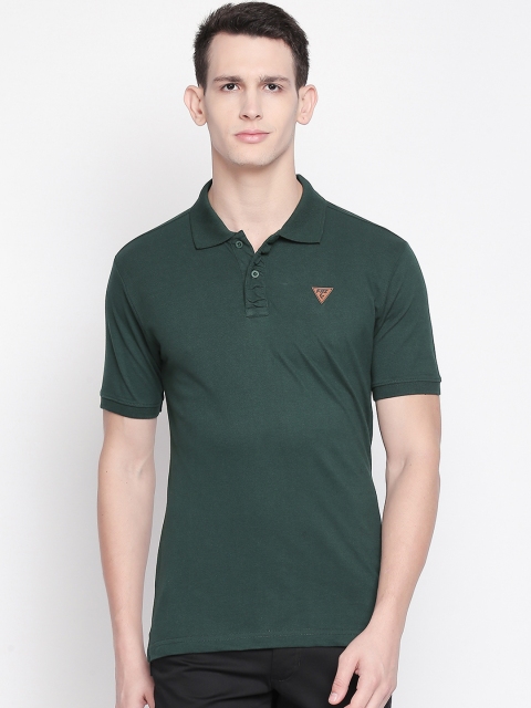 

FiTZ Men Green Solid Polo Collar T-shirt