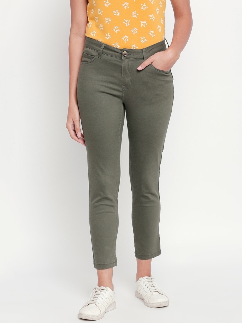

Honey by Pantaloons Women Olive Green Regular Fit Solid Regular Trousers