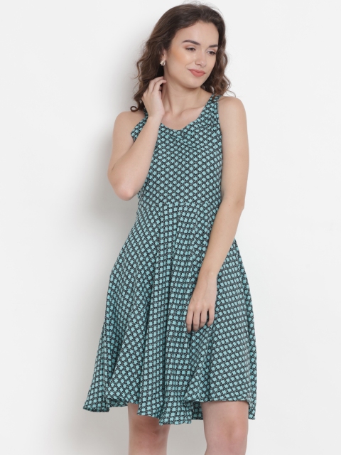 

Abiti Bella Women Green Printed Fit and Flare Dress