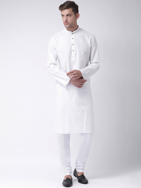 

TABARD Men White Printed Straight Kurta
