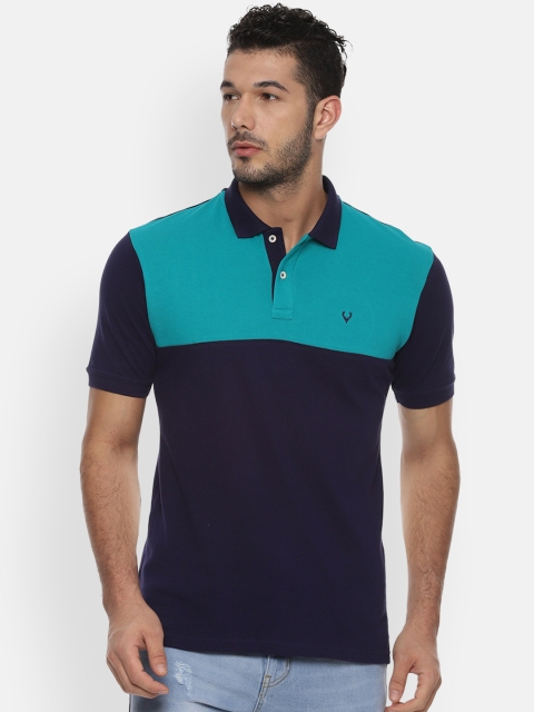 

Allen Solly Men Blue Solid Polo Collar Pure Cotton T-shirt