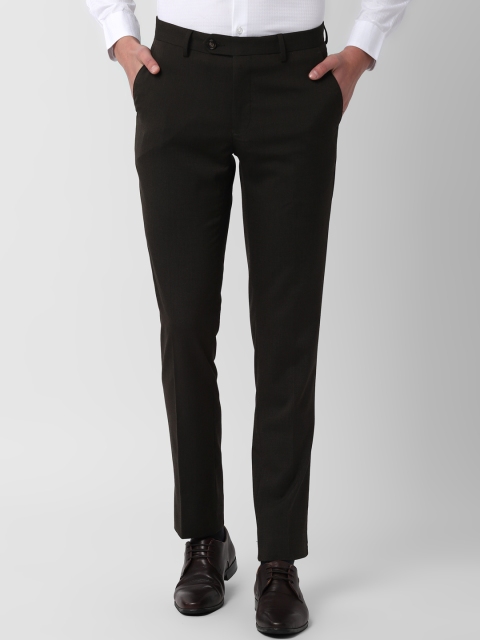 

Peter England Men Brown Slim Fit Self Design Formal Trousers