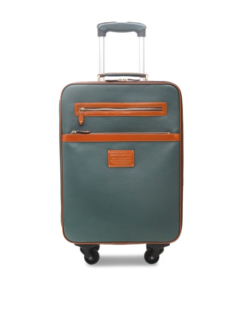 

Da Milano Unisex Teal Blue Solid Leather Cabin Trolley Bag