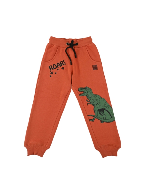 

Stupid Cupid Boys Orange & Green Printed Straight-Fit Track Pants