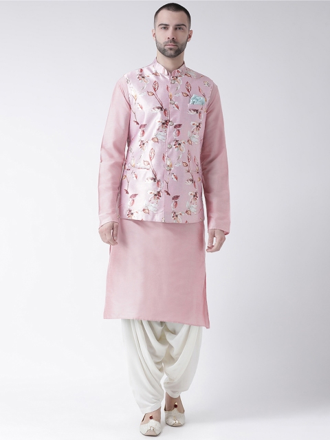 

KISAH Men Pink & Off-White Kurta Set
