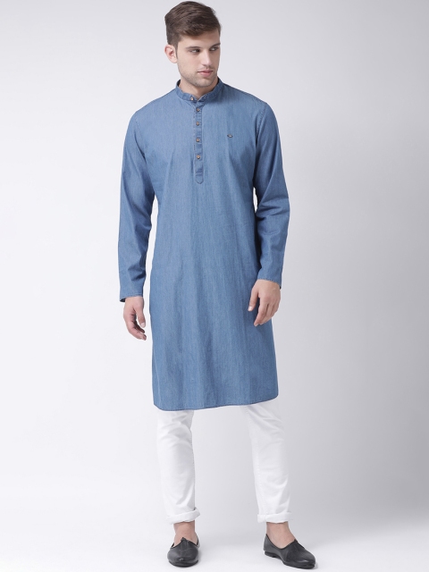 

TABARD Men Blue Solid Straight Kurta