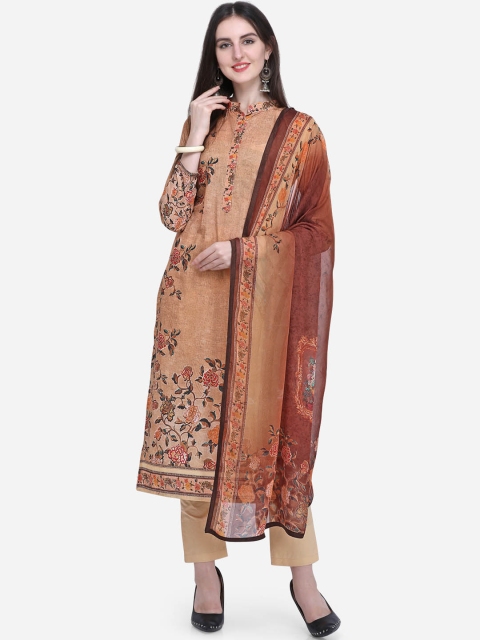 

Stylee LIFESTYLE Beige Cotton Blend Unstitched Dress Material