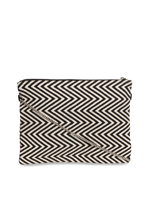 

Diwaah Off-White & Black Self Design Handmade Sling Bag