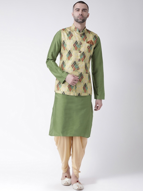 

KISAH Men Green & Beige Kurta Set