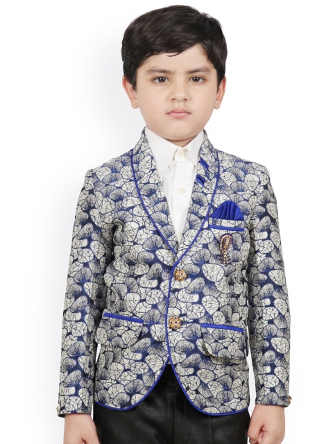 

SG Yuvraj Boys Blue & Off-White Printed Single-Breasted Blazer