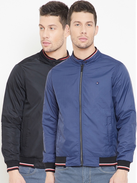 

Okane Men Black & Blue Solid Reversible Jacket