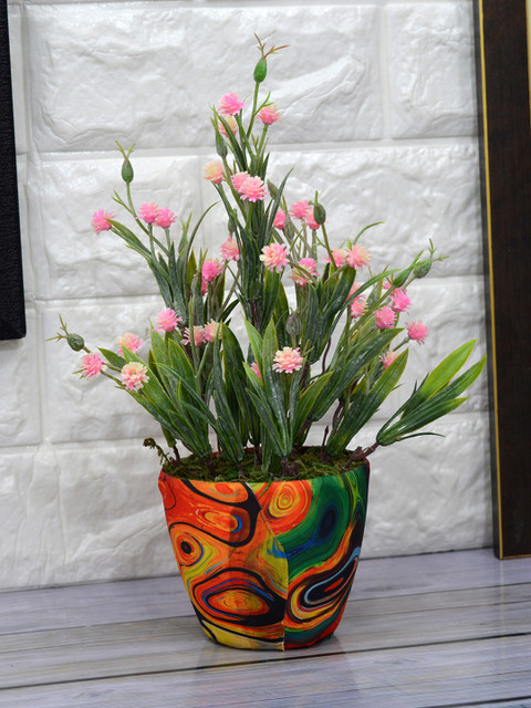 

fancy mart Unisex Pink & Green Artificial Carnations Plant With Pot