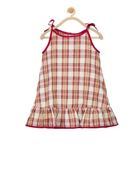 

Olele Girls Checked Multicoloured A-Line Dress, Multi