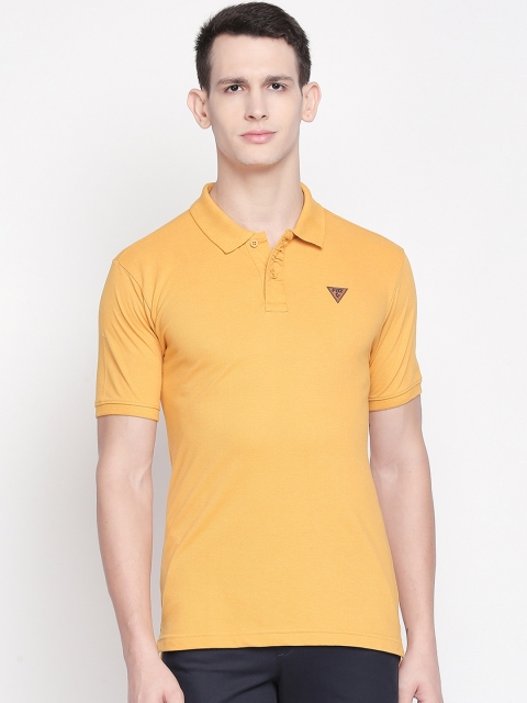 

FiTZ Men Yellow Solid Polo Collar T-shirt