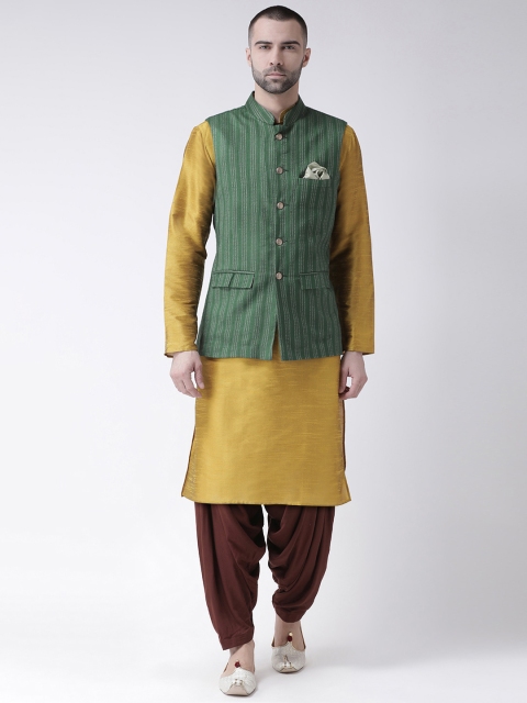 

KISAH Men Green & Mustard Yellow Kurta with Patiala